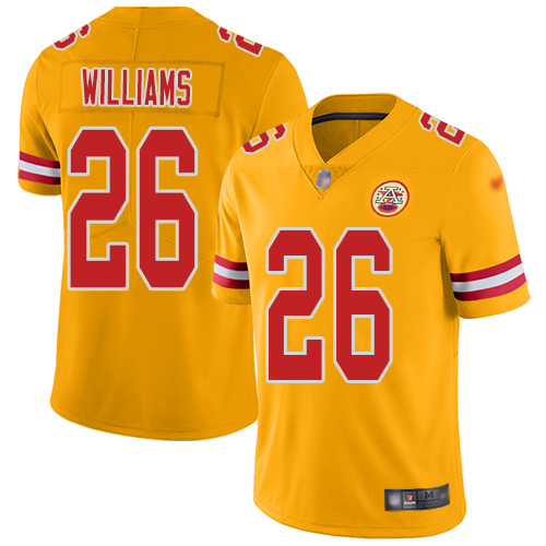 Men Kansas City Chiefs #26 Williams Damien Limited Gold Inverted Legend Football Nike NFL Jersey